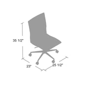 Boss Office Products Vinyl Armless Hospitality Task Chair with Casters, Brown