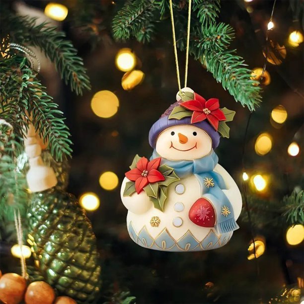 Seyotauo Christmas Snowman Ornaments Double Sided Xmas Hanging Decorations, Acrylic Snowman Figurines Ornament for Christmas Tree Wreath Fireplace Window Holiday Party Supplies Gift