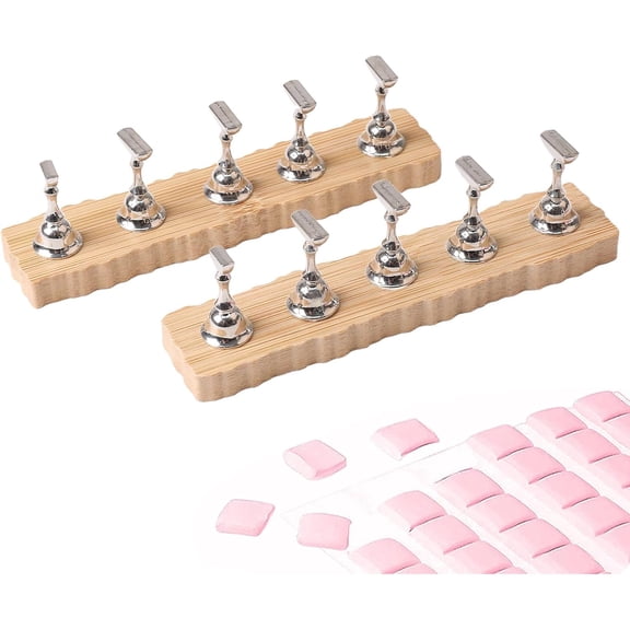 Nail holders, 2-piece magnetic nail holder for painting, Nails Nail stand for painting nails Nail display with 96 pieces reusable sticky putty, for nail art display at home and salon use