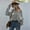 Gray, variant on Long Sleeve Sweaters for Women Green V-Neck Oversized Fringe Graphic Fashion Sweaters Cardigans for Women M