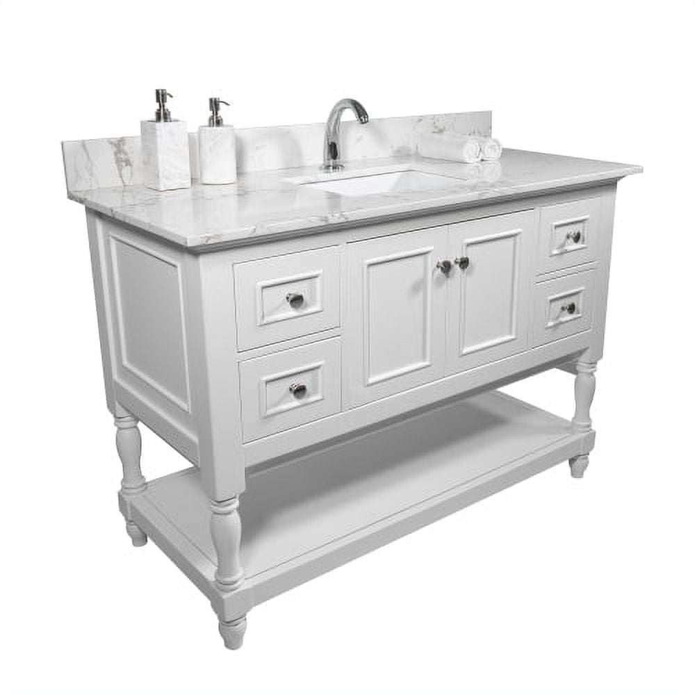 Dropship 49''x22 Bathroom Stone Vanity Top Engineered Stone Carrara White  Marble Color With Rectangle Undermount Ceramic Sink And 3 Faucet Hole With Back  Splash . to Sell Online at a Lower Price
