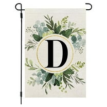 JeashCHAT Monogram Letter D Floral Garden Flag Double Sided for Outside, Family Last Name Initial Yard Flags Patio Outdoor Decor 12x18 Inch