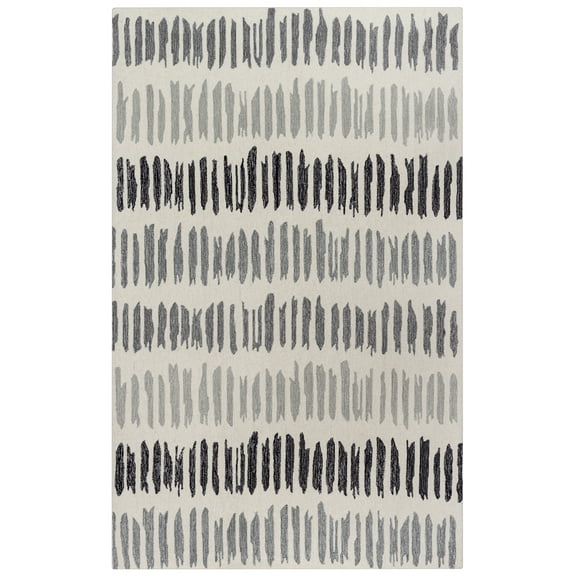 Rizzy Rugs Tetra Area Rug TET110 Ivory/Gray Banded Rows 7' 9" x 9' 9" Rectangle