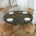 thumbnail image 3 of Metallic Golden Leopard Print Cheetah Round Fitted Tablecloth with Elastic Fitted Table Covers for Round Tables 40"-48" ,24jl03caA14, 3 of 7