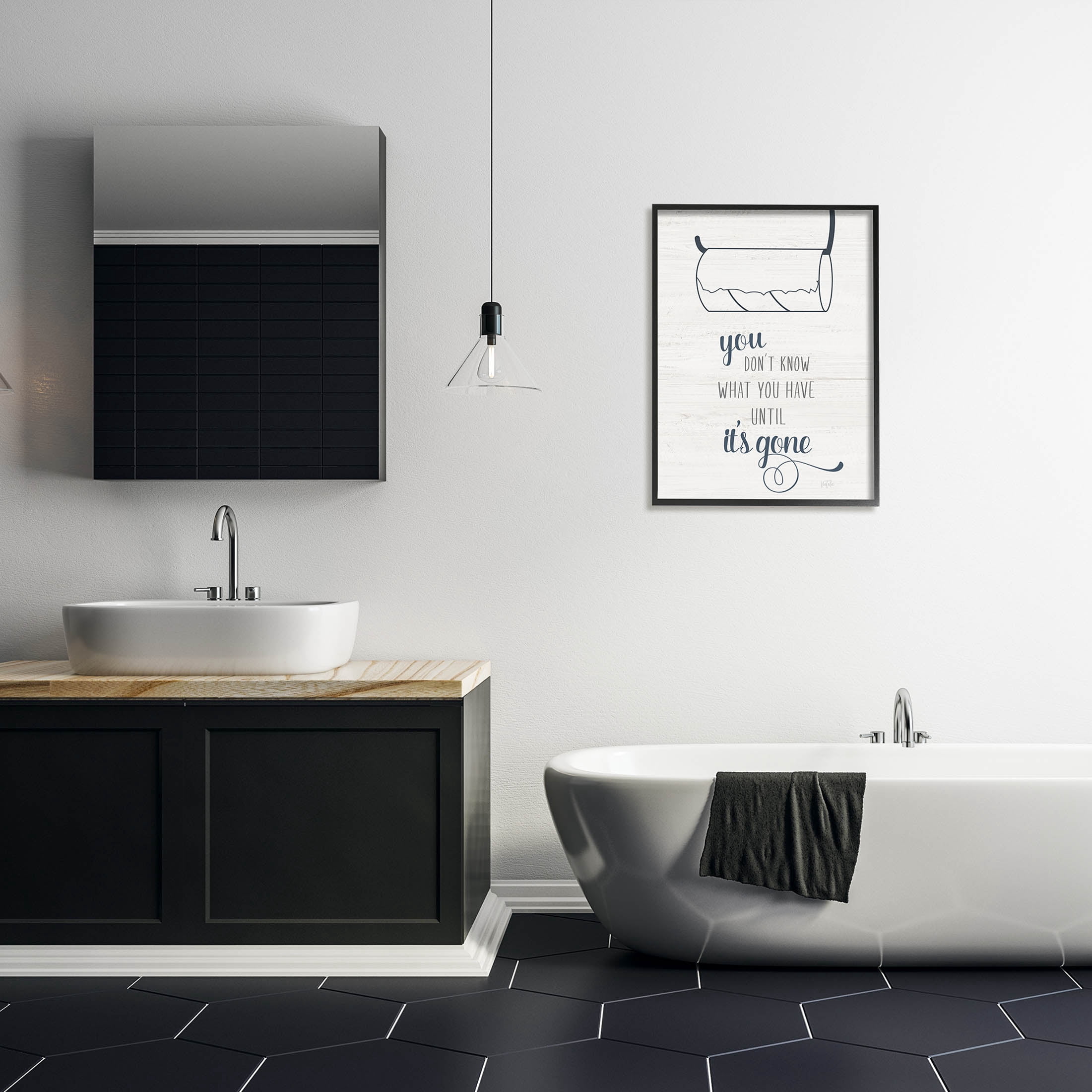 Stupell Industries Till It's Gone Bathroom Phrase Graphic Art Black Framed Art Print Wall Art, Design by Natalie Carpentieri