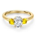 thumbnail image 3 of Gem Stone King 10K Yellow Gold White Topaz and Yellow Sapphire Engagement Ring for Women | 1.32 Cttw | Oval 7X5MM | Gemstone November Birthstone | Size 8, 3 of 6