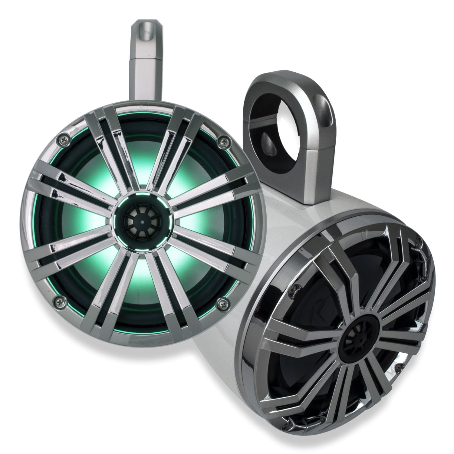Kicker Marine 8" LED Wake Tower System with White enclosures and Chrome