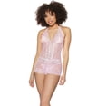 thumbnail image 2 of Coquette Crystal Pink Halter Crotchless Teddy Pink/Silver O/S, 2 of 3
