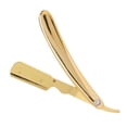 thumbnail image 4 of Maquinilla de afeitar con mango plegable para hombre, maquinilla de afeitar profesional chapada en borde recto para peluquería (sin hoja) chapada en oro, 4 of 5