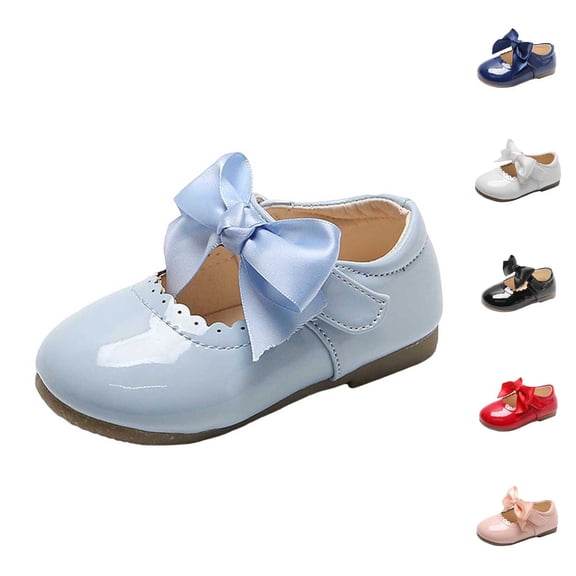 Toddler Little Girls Flower Dress Shoes Mary Jane Ballet Flats Party School Bowknot Princess Wedding Shoes White 15(30)