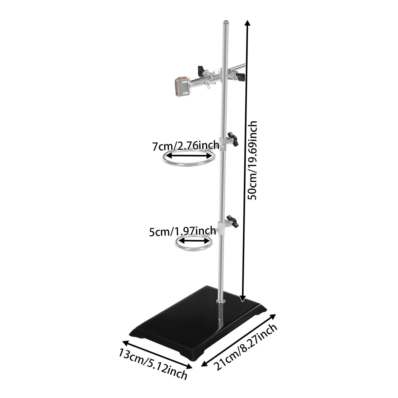 50cm Lab Stand Support Platform 2-Ring Condenser Clamp Stands Chemistry Holder
