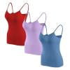 XIAfhje Built In Bra Tank Tops for Women 3Pc Summer Casual Sleeveless Workout Camisole Tops Comfy Padded Sports Bras Yoga Bra Lingerie Bras Underwear