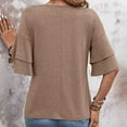 thumbnail image 6 of ZyeKqe Womens Summer Tops Casual V-Neck Petal Layered Sleeve Tunics Loose Fitted Lightweight Tshirts, 6 of 6