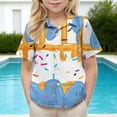 thumbnail image 5 of Guluxicc Button Up Shirts for Kids Boys Short Sleeve Geometric Print Casual Summer Turndown Collar Tops with Pockets, 5 of 8