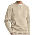 thumbnail image 3 of gbyLJF Men's Long Sleeve Hoodie Solid Color Round Neck Hoodless Tops Casual Loose V-neck Pullover Sweatshirt with Large Pocket, 3 of 4