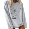thumbnail image 2 of Rovga Women Sweatshirts Fashion Casual Three Little Dandelion Flower Printed O-Neck Stripe Sweatshirt Stylish Dailywear, 2 of 5