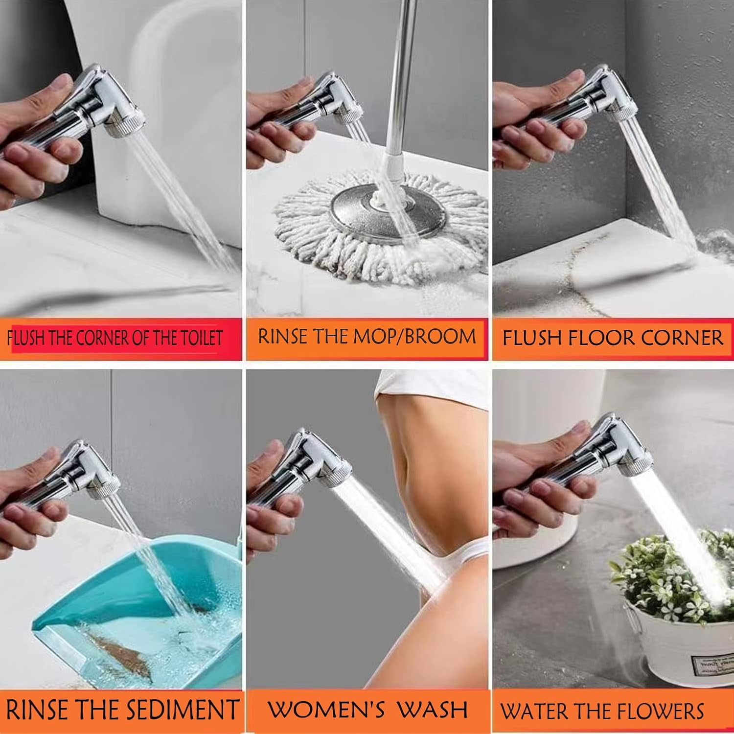 CATPAN Solid Brass Handheld Bidet Sprayer Toilet-Adjustable Water Pressure Control with Bidet Hose for Feminine Wash Bidet Faucets Sprayer for Kitchen and Toilet Cleaning