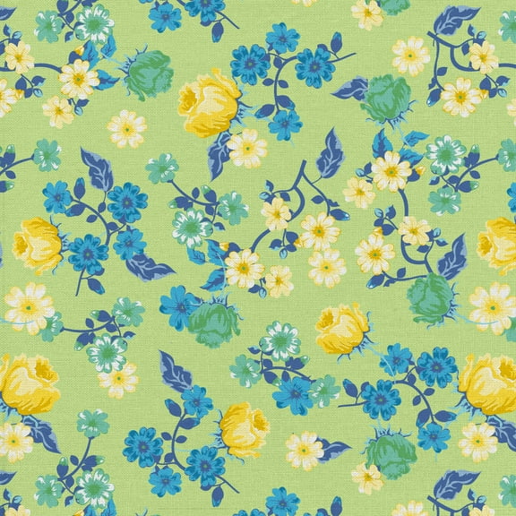 1 Yard 100% Cotton Spring Ditsy, Green, 44" Wide for Quilting & Sewing by David Textiles