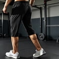thumbnail image 4 of Sewkxo Men's Capri Pants 3/4 Joggers Gym/Workout/Hiking Below Knee Long Shorts Lightweight Quick Dry Shorts with Zipper Pockets,Black XL, 4 of 5