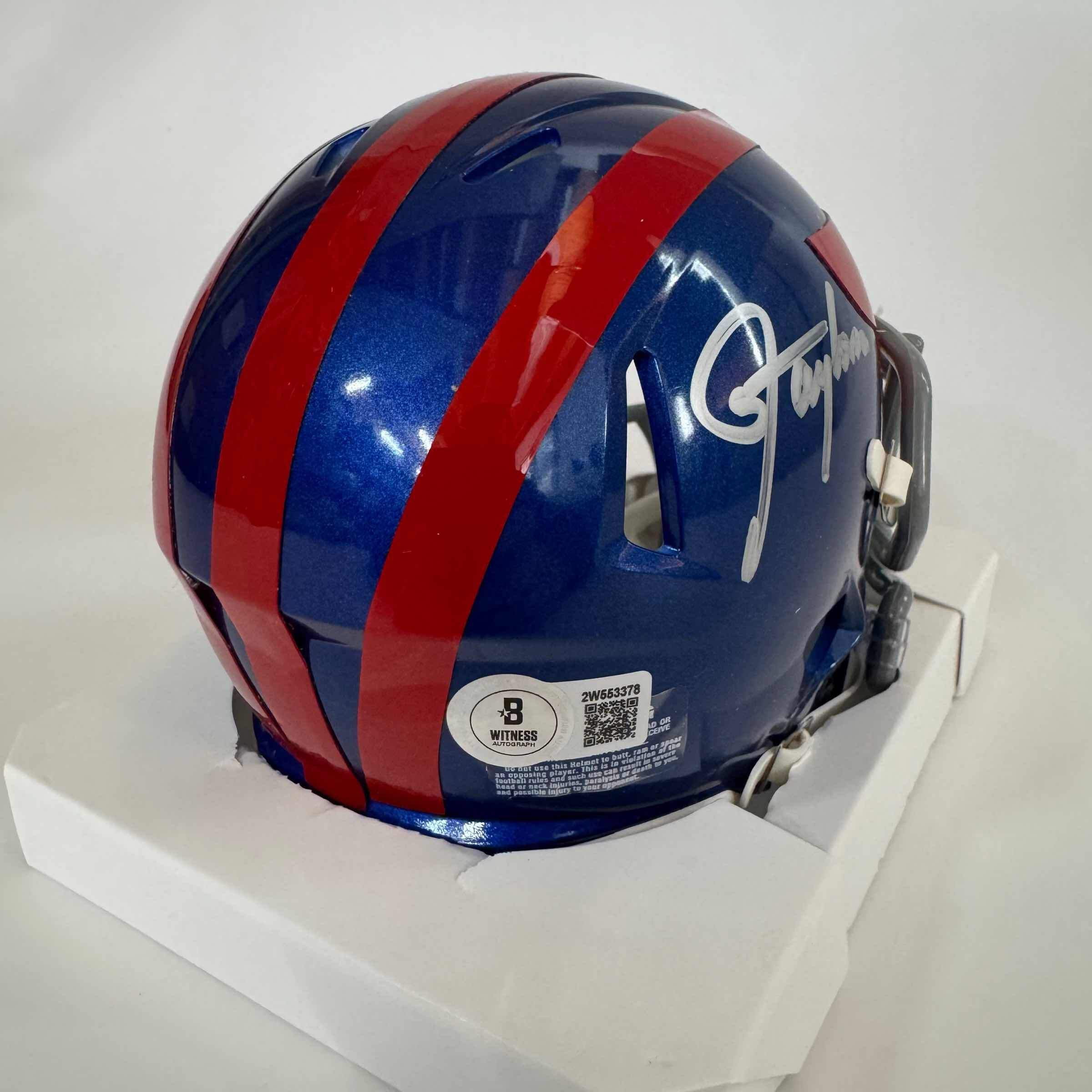 Autographed/Signed Lawrence Taylor New York Giants Alternate Mini Football Helmet Beckett BAS COA