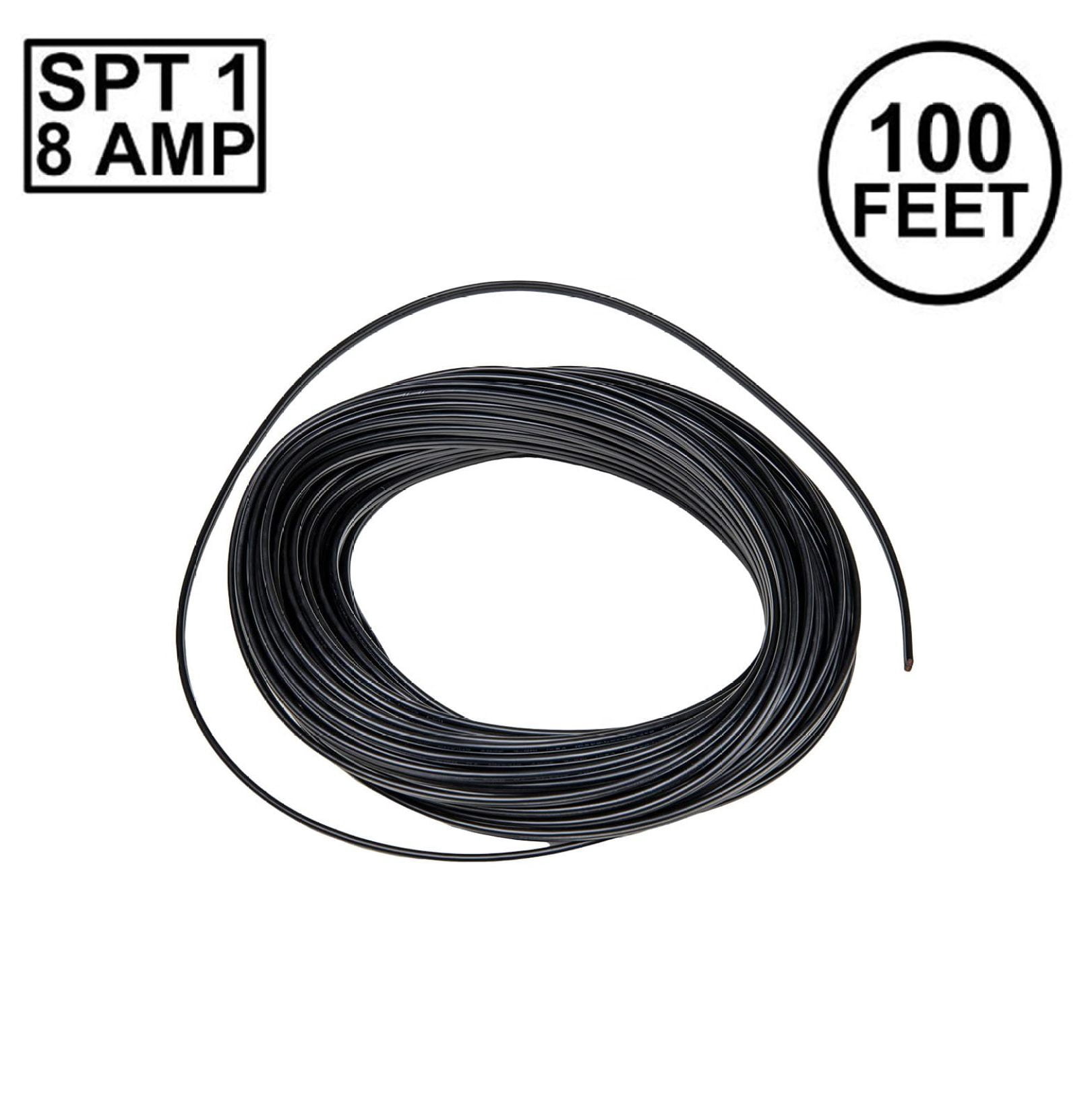 100 Ft Black SPT-1 Wire, Gauge 2-Conductor Zip Cord SPT-1, Ul Listed, Max 8a 960w