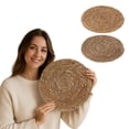 thumbnail image 4 of Natural Woven Placemat, Round Woven Plate Placemats, Farmhouse Rustic Straw Braided Chargers Place Mats, Large Boho Cattail Weave Table Mats, for Dining Plates Table Decor Home Wedding Party, Brown, 4 of 6