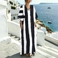 thumbnail image 6 of Dvprdro Womens Boho V Neck Color Blocked 3/4 Sleeve Side Slit Loose A Line Maxi Dress Casual Beach, 6 of 8