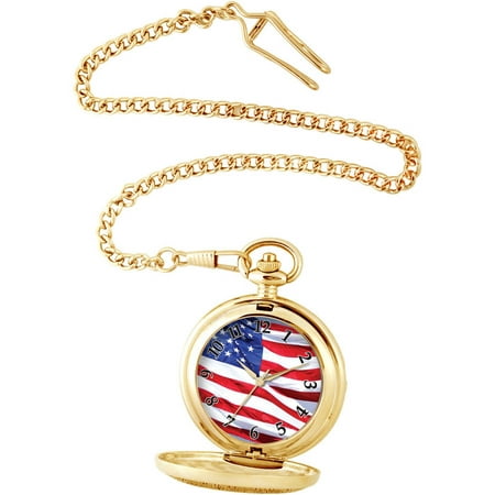 Men's Flag Pocket Watch, Gold