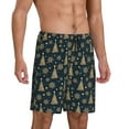 thumbnail image 2 of Naloa Gold Snowflake Christmas Tree Men's Short Pajama Pants, Pj Shorts, Lounge Comfort Shorts-Large, 2 of 6