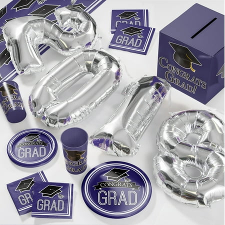 2018 Graduation School Spirit Purple Deluxe Party Supplies Kit