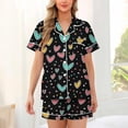 thumbnail image 2 of Tnhcen Women's Valentine's Day Pajamas 2-Piece Set Button - Front Short Sleeve Heart Print Milk Silk Soft Stretchy Sleepwear S - 2XL, 2 of 5