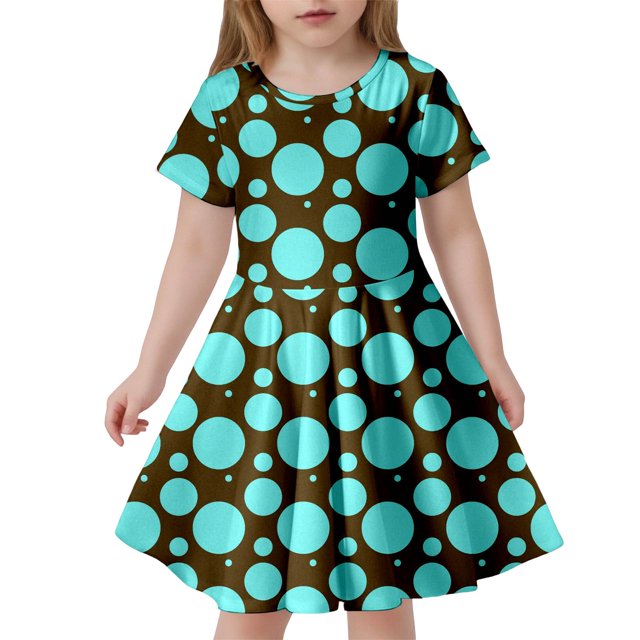 Robe Mode Enfant à Pois Slim Manches Courtes (4 13 Ans) Vêtements Fille