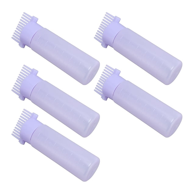 Hair Dye Bottle, 5pcs Applicator Bottles Set, Spiral Cap Design, Color Distribution, Comb Teeth, Single Press, Ergonomic Design, Hair Conditioning Products, Essential Oils, Plastic