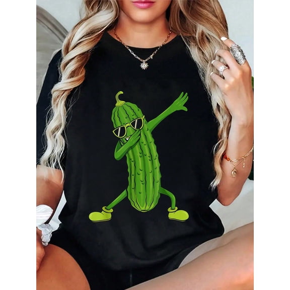 Funny Dabbing Pickle Graphic Women Unisex Soft Cotton Summer T-Shirt
