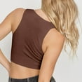 thumbnail image 3 of ZQUUVOU Women's Solid Color V Neck Bras Layering Tank Tops Stretchy Basic Camisole Invisible Under Tight Clothing Blouses Brown, 3 of 4