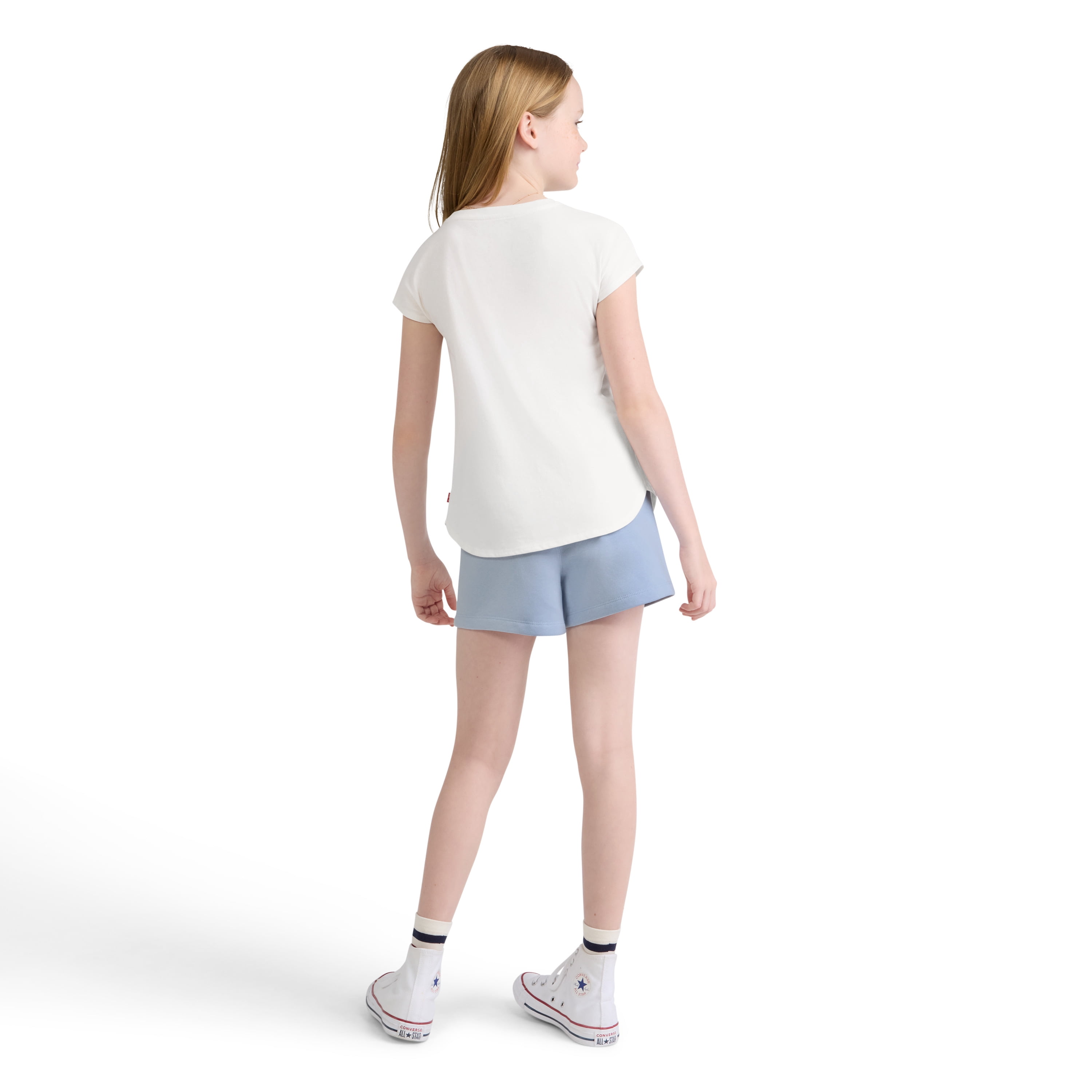 Levi Girls Short Sleeve Tee and Heathered Short Set, Size 7-16
