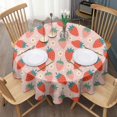 thumbnail image 3 of Red Strawberry Plants Fruit Flower Pink Pattern Round Tablecloth 60"x60",Wrinkle Wipeable Table Cloth for Kitchen Dining Room Picnic Patio Party, 3 of 6