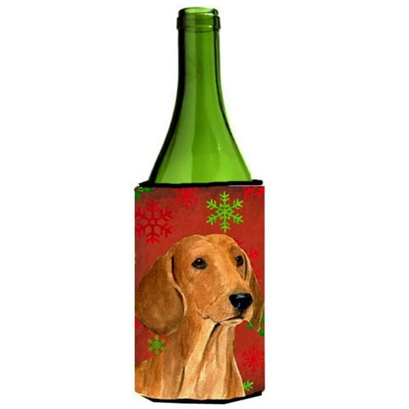 Dachshund Snowflakes Holiday Christmas Wine bottle sleeve Hugger - 24 oz.