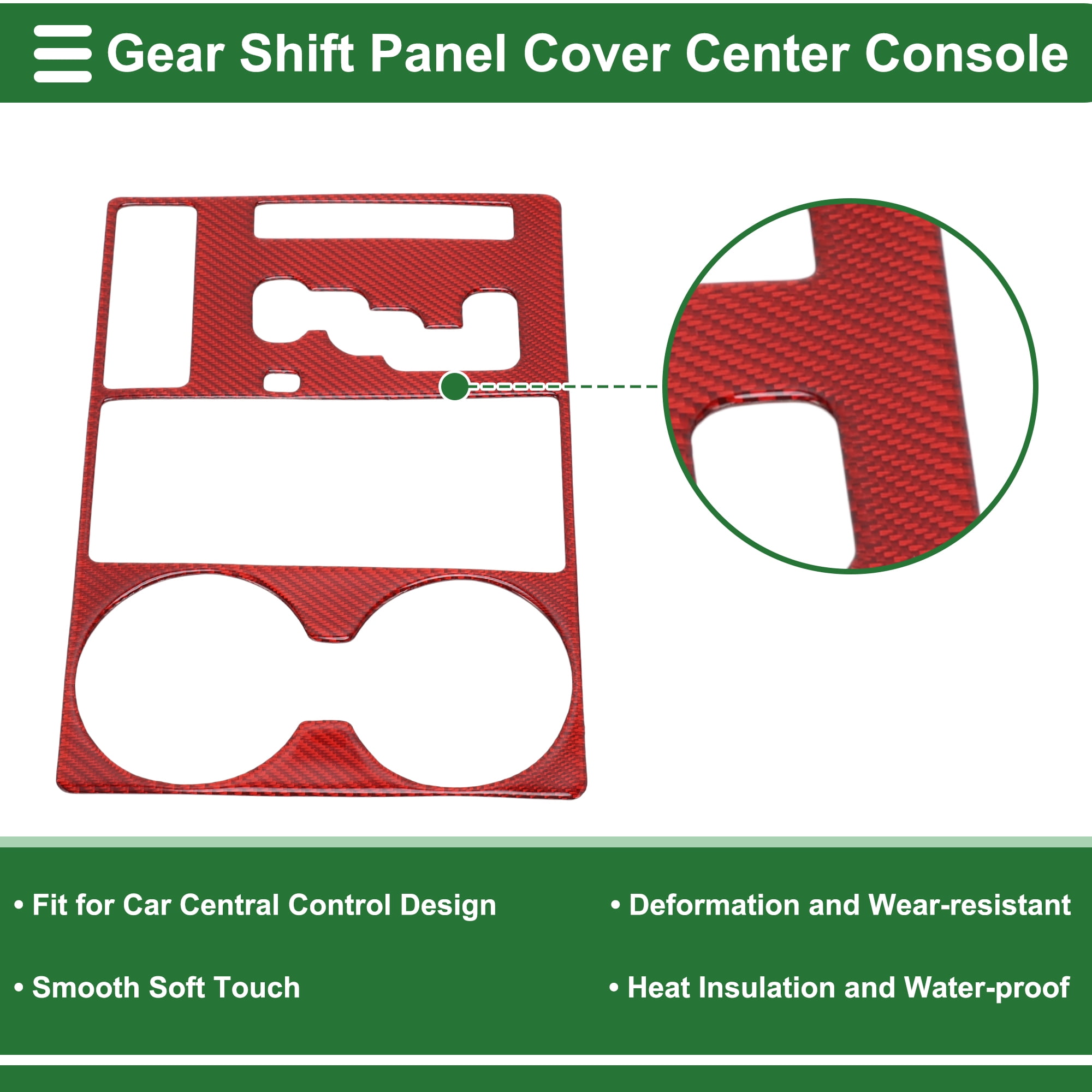 Unique Bargains Central Control Gear Shift Panel Trim Cover for Dodge for Ram 1500 13-15 Gear Shift Control Anti-Scratch Panel Sticker Carbon Fiber Red Half Pack Trim