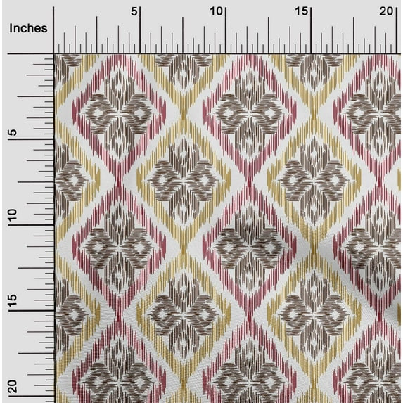 oneOone Organic Cotton Poplin Twill Fabric Argyle Ikat Fabric Prints By Yard 42 Inch Wide
