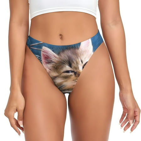 Sigee Playful Cat for Women s G-String Panty  Low Rise  Soft Lace Perfect for Everyday Wear or Special Occasions-Small