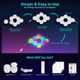 thumbnail image 6 of 12 pack Hexagon Wall Lights - Smart RGB Hexagonal LED Panels APP Controlled with Music Sync, Honeycomb Design, for Gaming, Bedroom, Kids Room Decor, 6 of 8