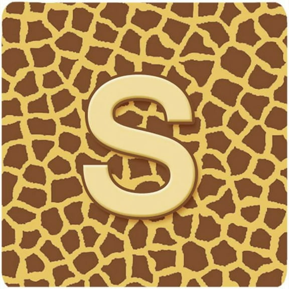 Monogram - Giraffe Foam Coasters, Initial Letter S - Set 4, 3.5 x 3.5 In.