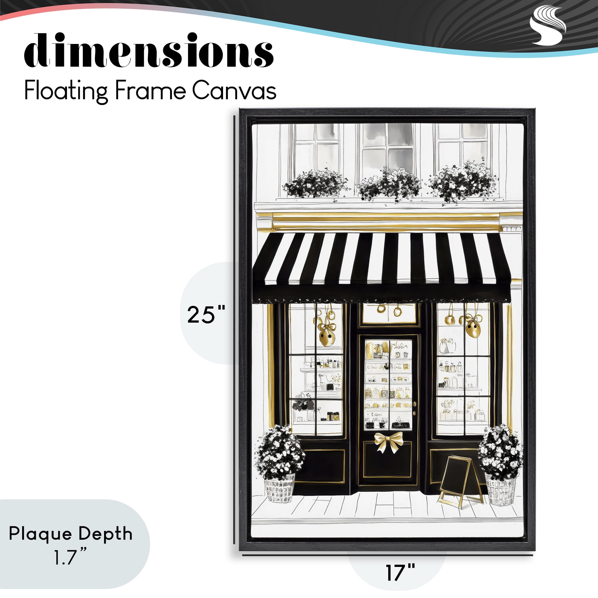 Stupell Industries Paris Storefront Window Display Black Framed Floater Canvas Wall Art, design by Petal Prints Design
