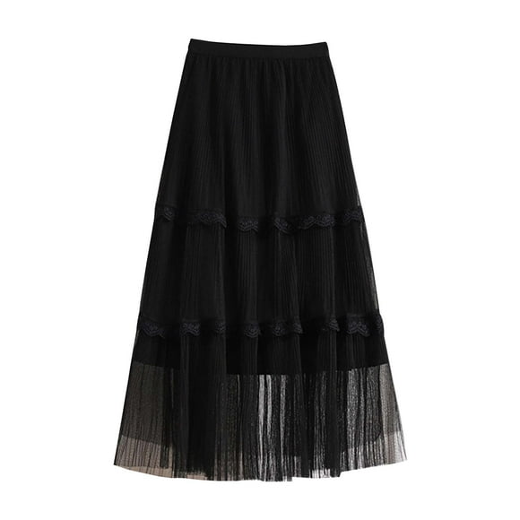 B91xZ Midi Skirts for Women Solid Soft and Stretchy Fabric A-line Short Skirt,Black One Size
