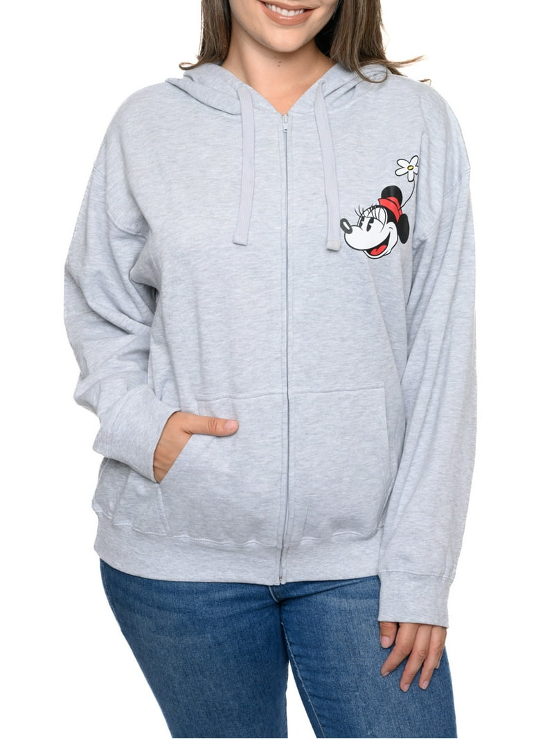Disney Women's Plus Size Mickey & Minnie Mouse Zippered Hoodie