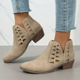 thumbnail image 3 of Oyedens Ankle Boots for Women Fashion Casual Cutout Suede Low Heels Dress Boots Short Booties Autumn, 3 of 7