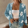 thumbnail image 3 of DAFPZW Women's Floral Print Button Down Cardigan V Neck Drop Shoulder Knit Outerwear, 3 of 9