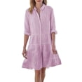 thumbnail image 1 of XDZJLR Robes pour Femmes Chemise à Carreaux Manches Longues Série Col Montant Ourlet Robe, 1 of 5
