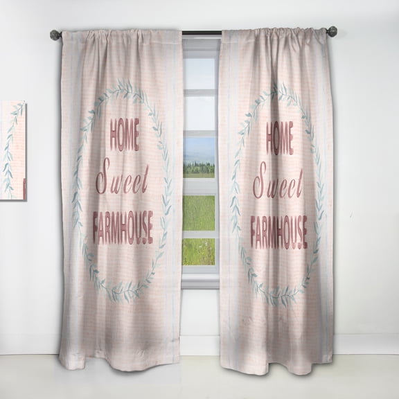 Designart 'Farmhouse Quote On Florals XIV' Farmhouse Curtain Panel